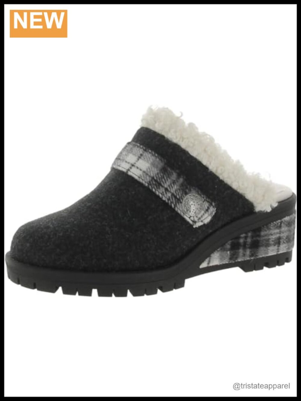 Wedge Clog with Faux Fur Lining Memory Foam Cushioned Pull-On